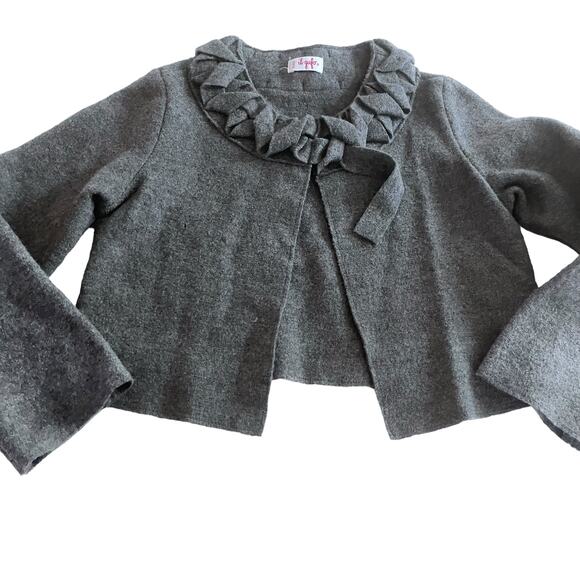 Il Gufo girlscharcoal gray wool cardigan jacket size 8